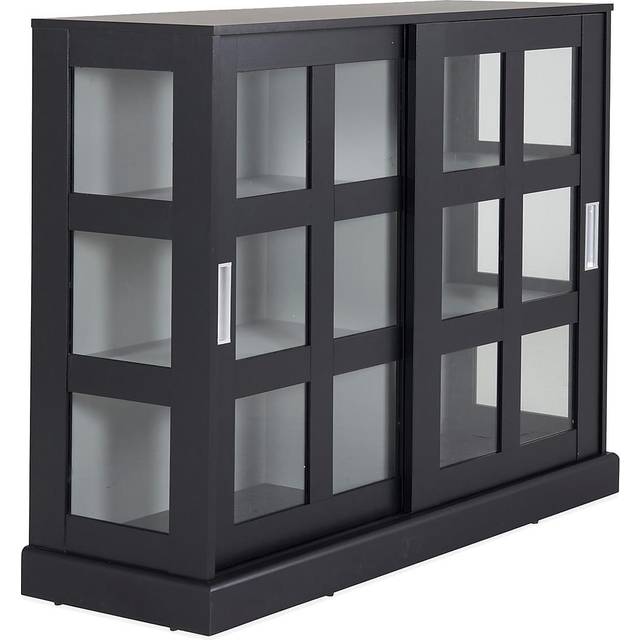 Lock - Lågt Glas Skåp 120X40X95 Cm - Svart