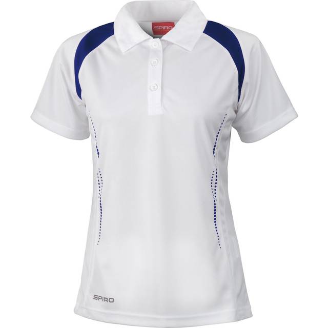 (S, White/Navy) Spiro Womens/Ladies Sports Team Spirit Performance Polo Shirt