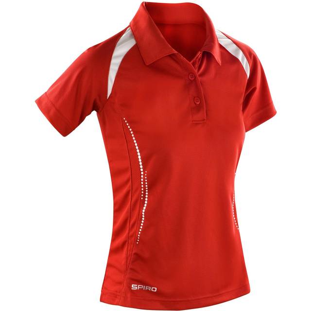(S, Red/White) Spiro Womens/Ladies Sports Team Spirit Performance Polo Shirt
