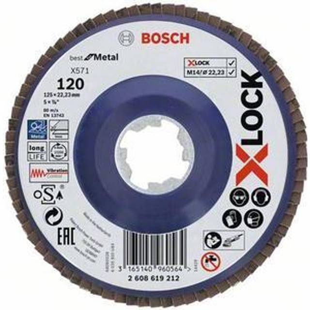 Bosch X Lock Zirconium Abrasive Straight Flap Disc 125mm 120g Pack of 1