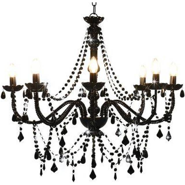 vidaXL Chandelier with Beads Silver 8 x E14 Bulbs