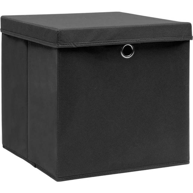 vidaXL 10x Storage Boxes with Covers Red Organiser Chest Basket Container