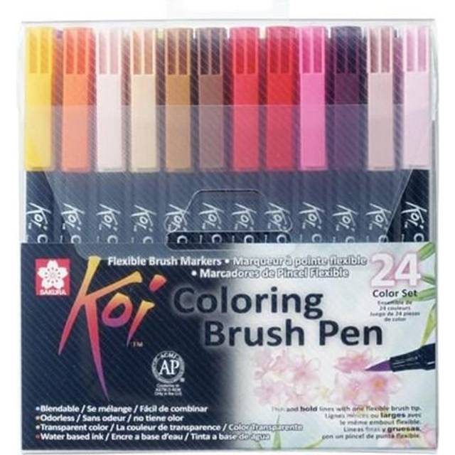 Sakura Koi - Japanese Style Manga Brush Pens - Plastic Wallet - 24 Colours