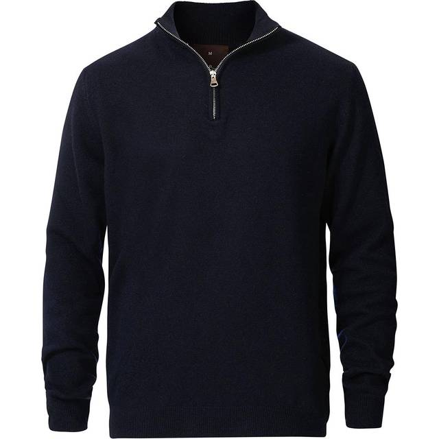 Oscar Jacobson Patton Wool Half-Zip Navy