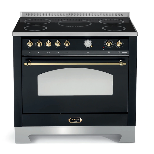 Lofra - Dolce vita induktionsspis 90 cm. Svart/ mässing. en ugn