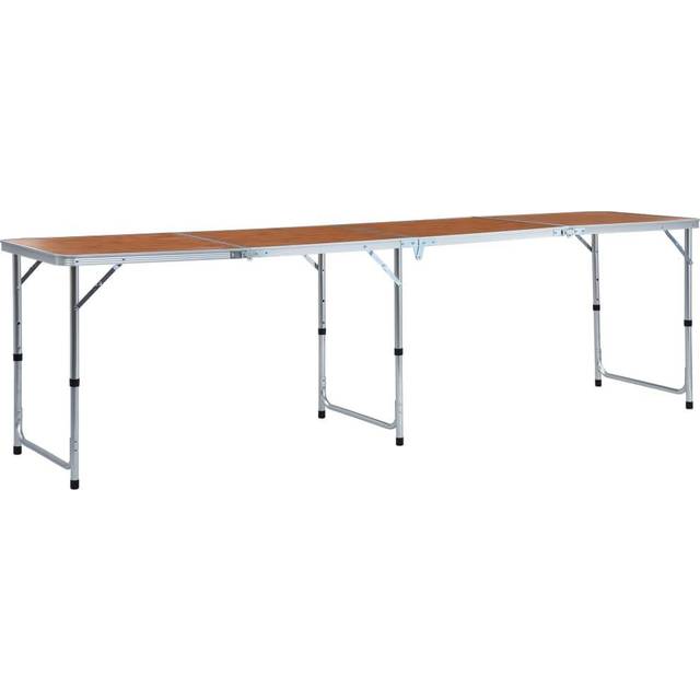 vidaXL Foldable Camping Table Aluminium 240x60 cm - Brown