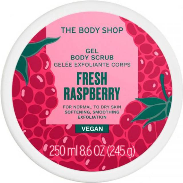 Fresh Raspberry Gel Body Scrub vegan Fruity, pulpy texture smoothing, softening exfoliation 250ml