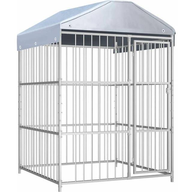 vidaXL Outdoor Dog Kennel with Roof 150x150x200 cm - Silver