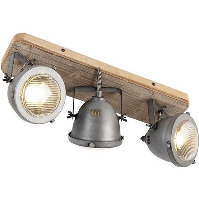 Industrial spot steel with wood tiltable 3-light - Emado