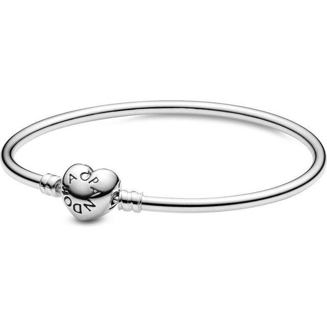 Pandora Moments Heart Clasp Silver Bangle - 19cm