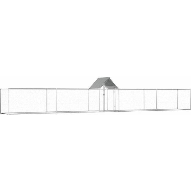 vidaXL Chicken Coop 9x1x1.5 m Galvanised Steel - Silver