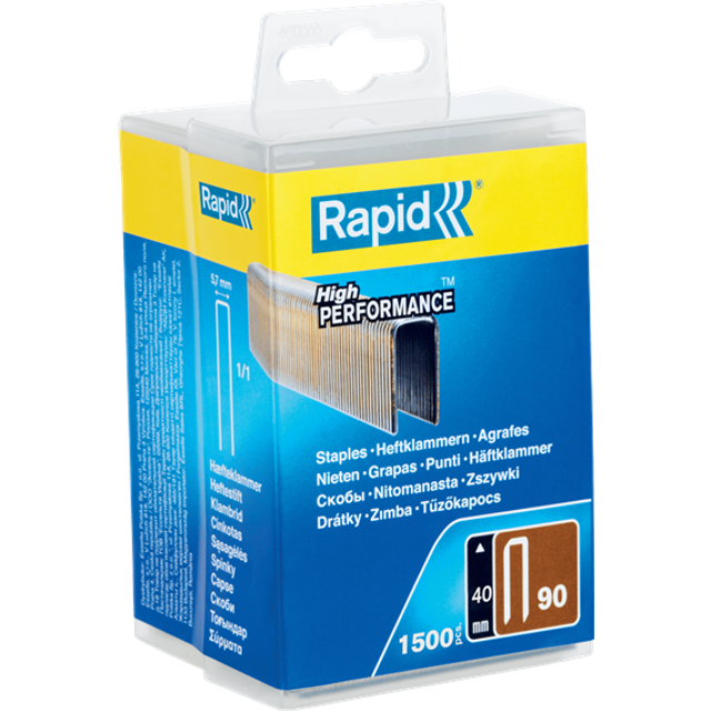 Rapid 90/40mm Galvanised Narrow Crown Staples (BOX-1500)