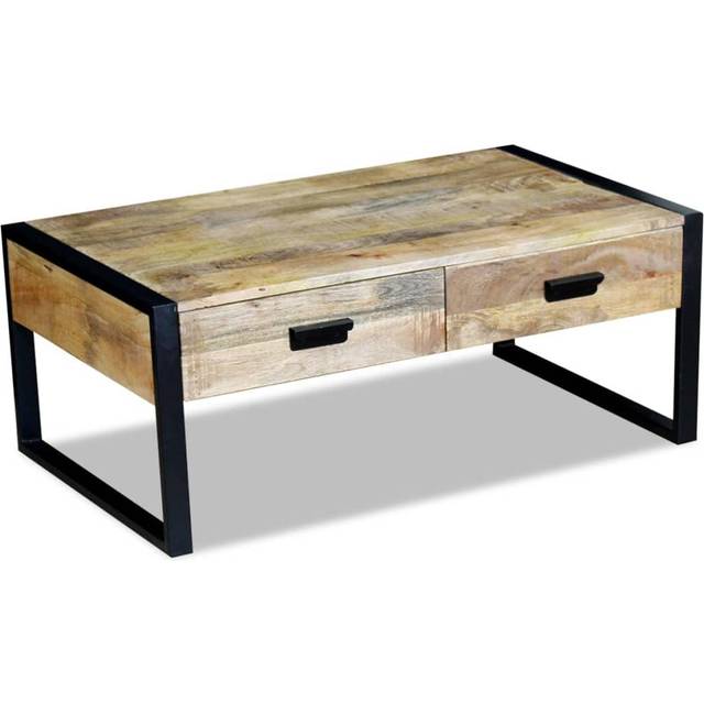 vidaXL Solid Mango Wood Coffee Table with 2 Drawers 100x60x40cm Living Room