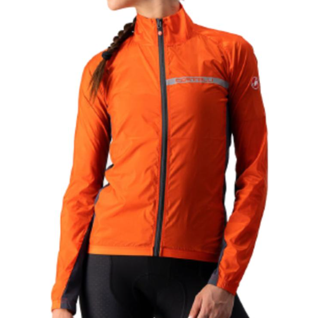 Castelli Squadra Stretch Womens Jacket - Fiery Red/Dark Gray