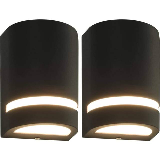 vidaXL Outdoor Wall Lights 2 pcs 35 W Black Half-round