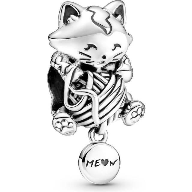 Autumn Charm S925 Sterling Silver Kitten Cat Yarn Ball Charms Pendant Fit Bracelets And Necklace DIY Accessories - Multicoloured