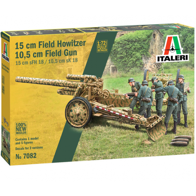 Italeri 1/72 Scale 15cm Field Howitzer 10.5cm Field Gun Model Kit