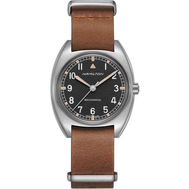 Hamilton Khaki Aviation RAF Pilot Pioneer Automatic Black Dial Brown Strap Men's Watch H76419531