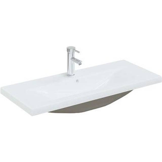vidaXL Built-in Basin with Faucet 91x39x18 cm Ceramic White