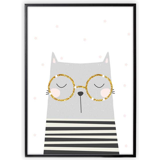 XO Posters Katt Poster One Size  Grå  One Size  Unisex