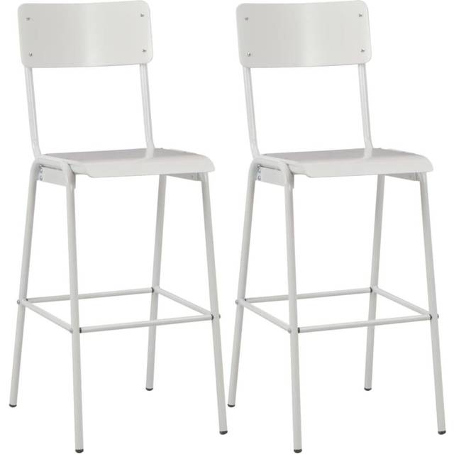 vidaXL 2x Bar Chairs Black Solid Plywood Steel Stackable Kitchen Dining Seat