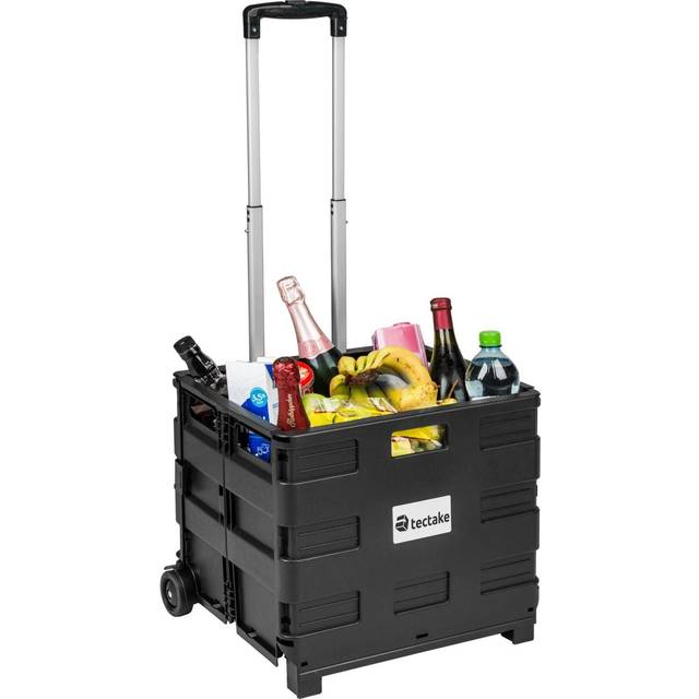 Tectake Foldable Shopping Trolley w/ Hard Shell - Black, Black