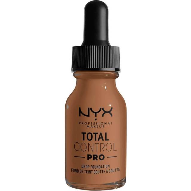 NYX Professional Makeup Total Control Pro Drop Foundation, flytande make-up, individuell och byggbar opacitet, vegansk formel, True-to-Skin finish, 13 ml, färgton: Mahogny