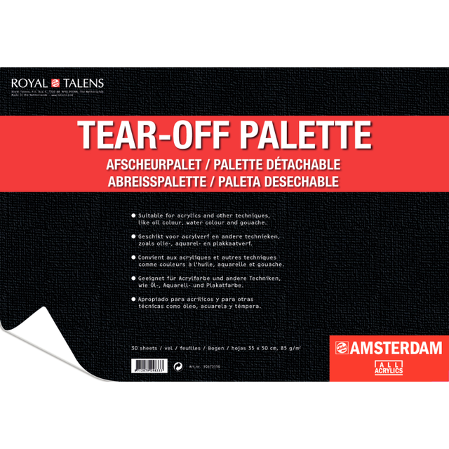 Abrei?p Make Up Palette Amsterdam All Acrylic Tear-Off Palette for Acrylic, Oil, Watercolour and gouache, 50 cm x 35 cm ? 30 Sheets
