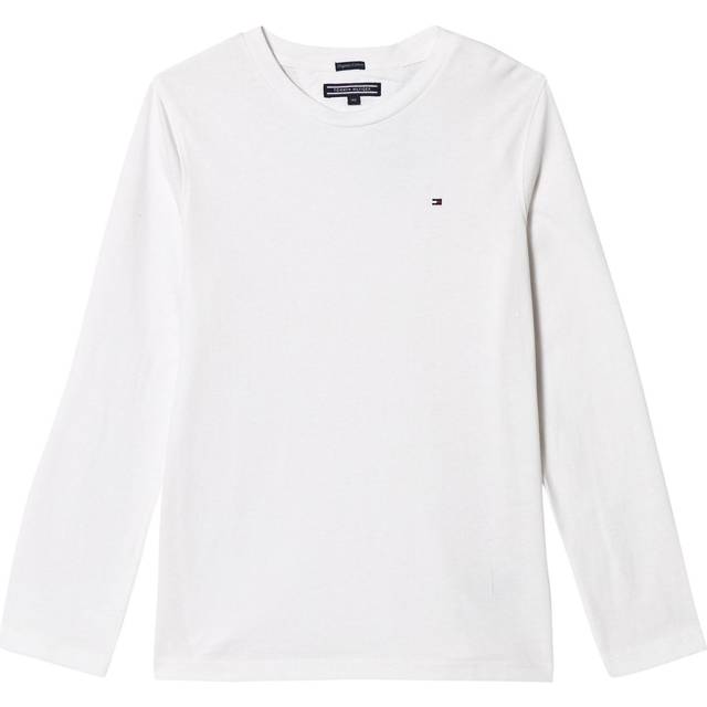 Tommy Hilfiger Boys Long Sleeve Essential Flag T-Shirt - White, White, Size 7 Years - 7 YEARS