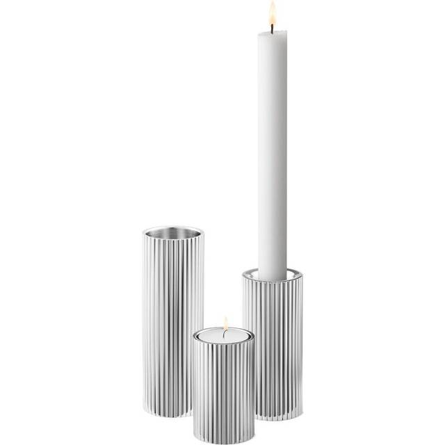 Georg Jensen - Bernadotte Tealight &amp; Candleholder SS S/M/L, 3Pcs - Ljusstakar &amp; ljuslyktor - Sigvard Bernadotte - Silver