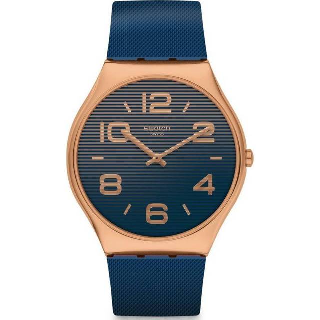 Swatch Night Trick Quartz Blue Dial Rubber Strap Unisex Watch SS07G101
