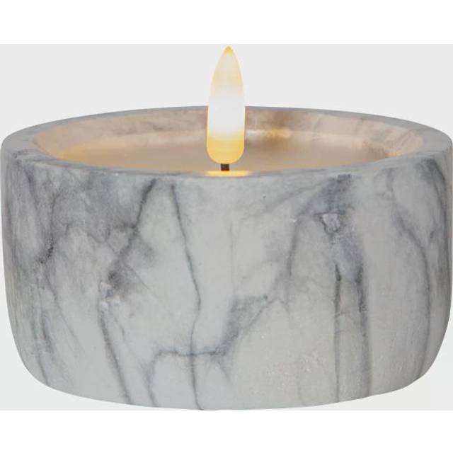 Star Trading - Flamme Led Blockljus Marmor 7,5 Cm - Grå Marmor