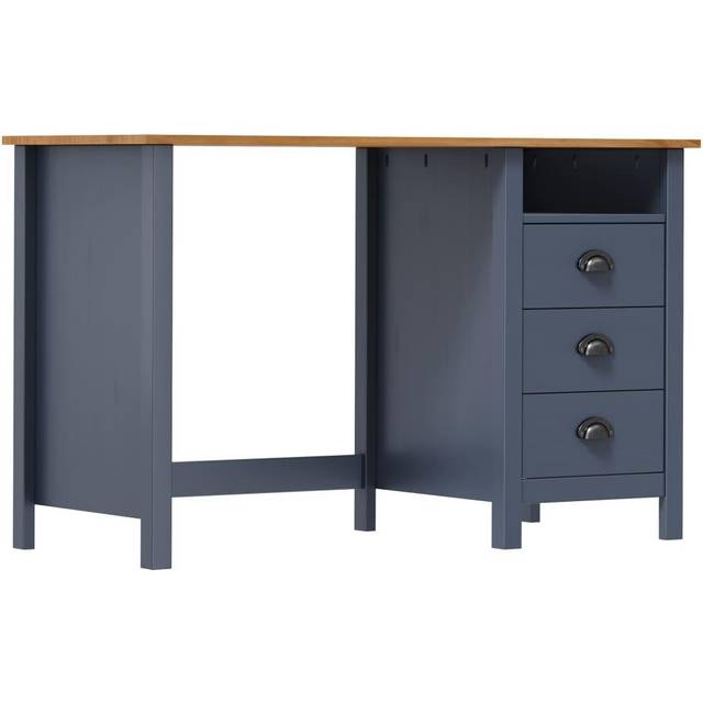 vidaXL Desk Hill with 3 Drawers Grey 120x50x74 cm Solid Pine Wood