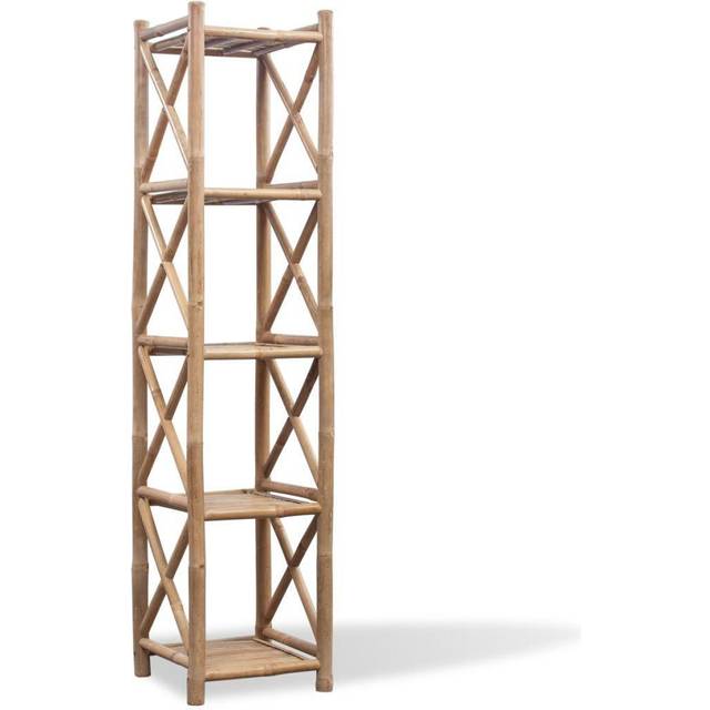 vidaXL 5-Tier Square Bamboo Shelf - Brown