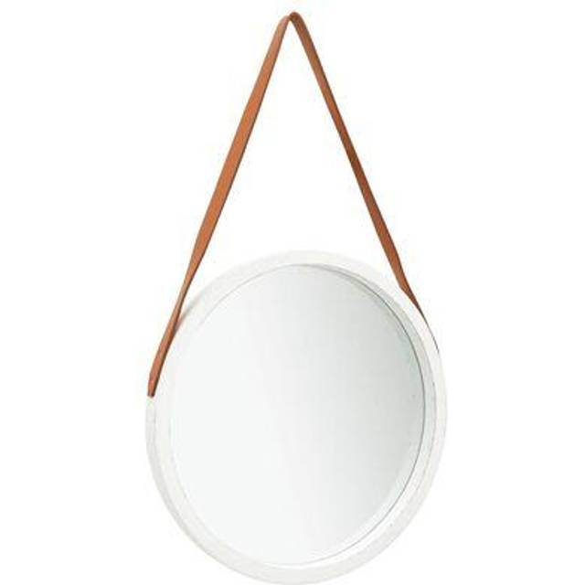 vidaXL Wall Mirror with Strap 50 cm Gold Hanging Mirror Retro Mirror Bathroom