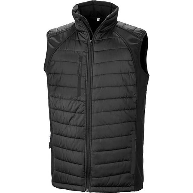 (S, Black/Black) Result Mens Black Compass Padded Soft Shell Gilet