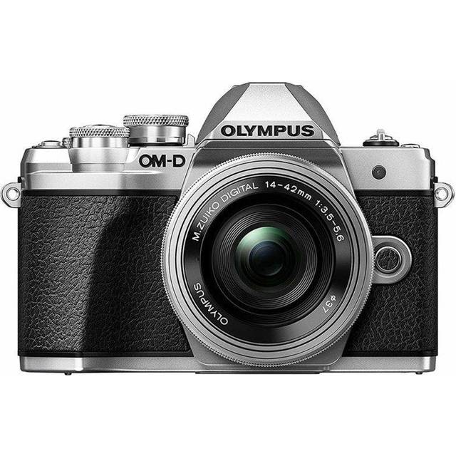 Olympus OM-D E-M10 Mark III kit, Micro Four Thirds systemkamera (16 megapixlar, bildstabilisator, elektronisk sökare, 4K-video) M.Zuiko 14–42 mm EZ zoomobjektiv, silver