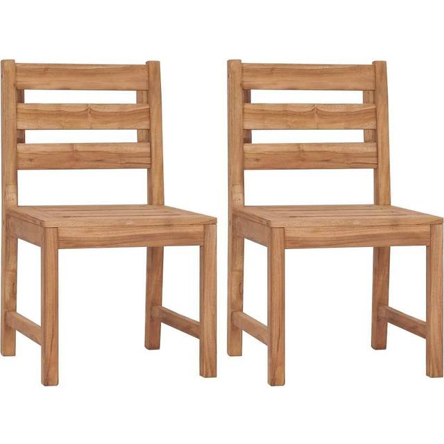 vidaXL Garden Chairs 2 pcs Solid Teak Wood - Brown