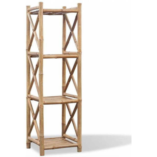 vidaXL 4-Tier Square Bamboo Shelf - Brown