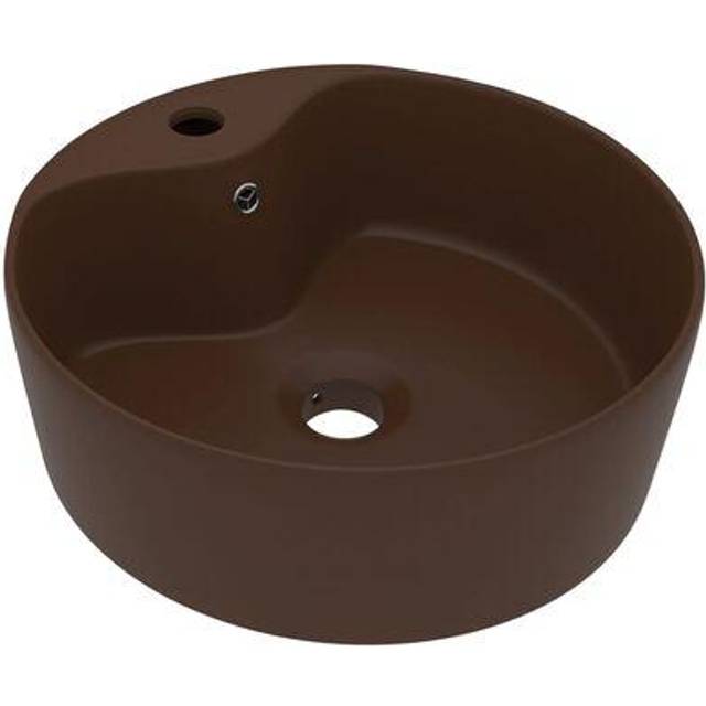 vidaXL Luxury Wash Basin with Overflow Matt Dark Brown 36x13 cm Ceramic