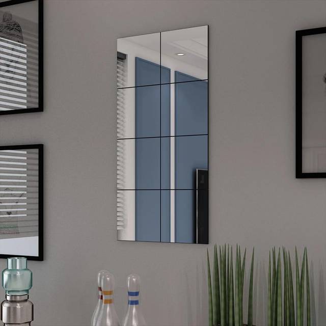 vidaXL Frameless Mirror Tiles Glass 8 pcs 20.5 cm - Silver
