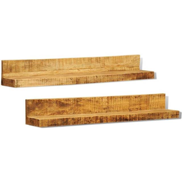 vidaXL Display Shelf 2 pcs Solid Wood Wall-Mounted - Brown