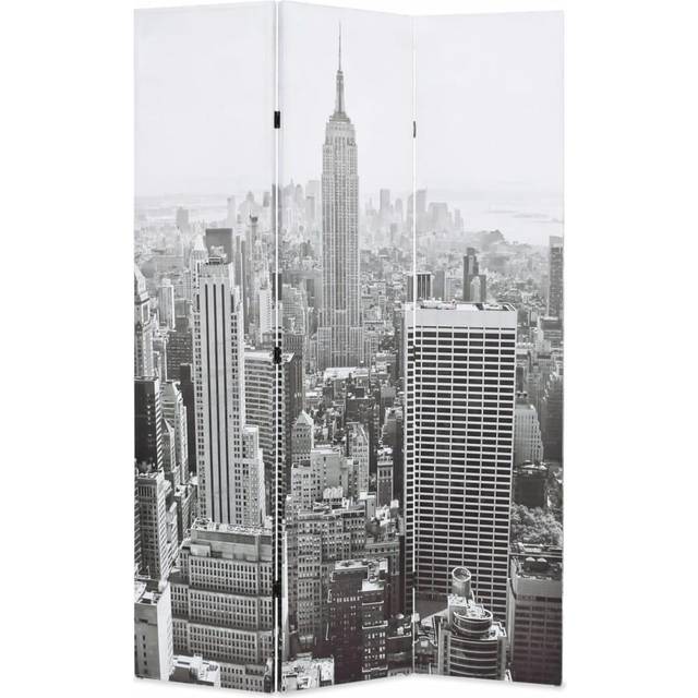 vidaXL Folding Room Divider 120x170 cm New York by Day Black and White - Multicolour