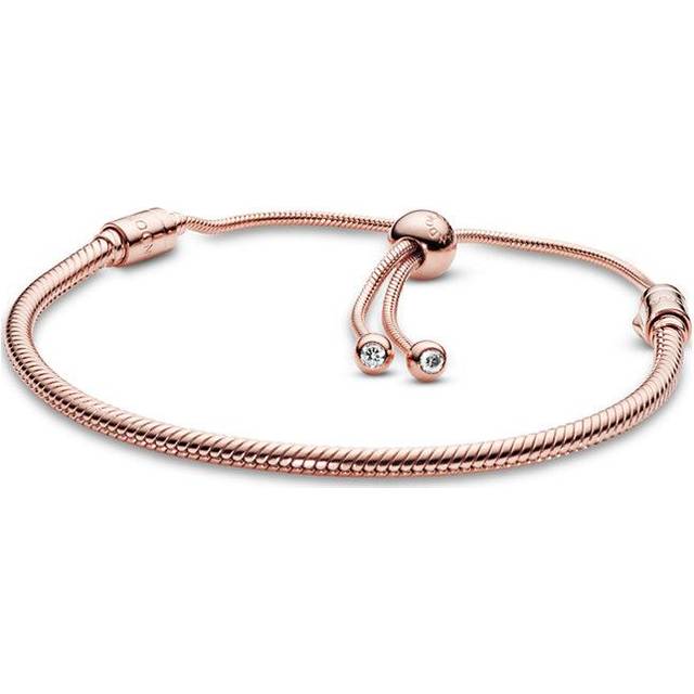 PANDORA Schlangen-Gliederarmband mit Schiebeverschluss in Roségold mit 14 Karat rosévergoldete Metalllegierung und Cubic Zirkonia Steinen aus der PANDORA Moments Collection, 28cm
