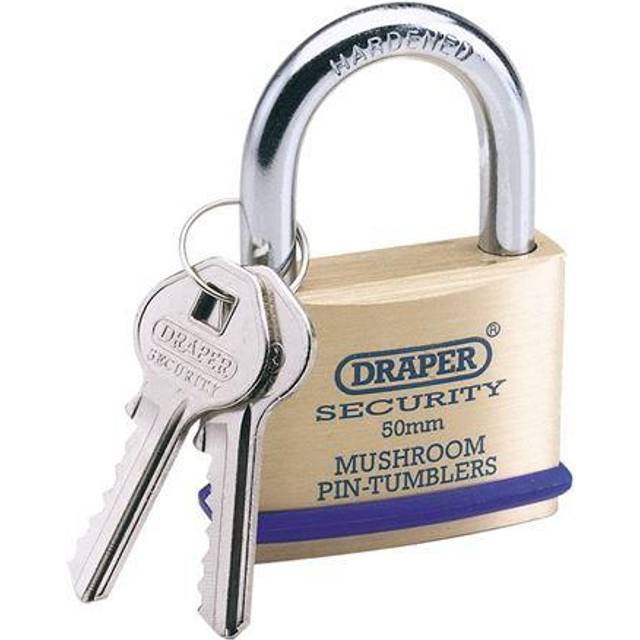 Draper 64162 50mm Solid Brass Padlock and 2 Keys with Mushroom Pin...