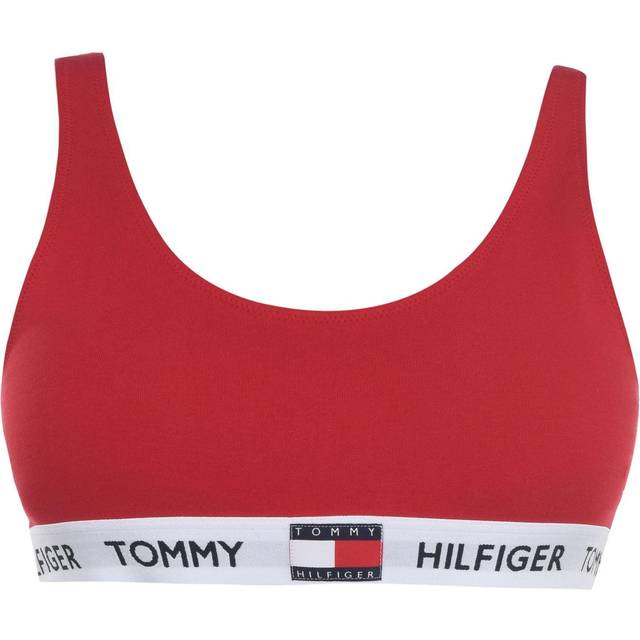Tommy Hilfiger Women's Organic Cotton Logo Bralette, Tango Red - Size: 10/8/None/10