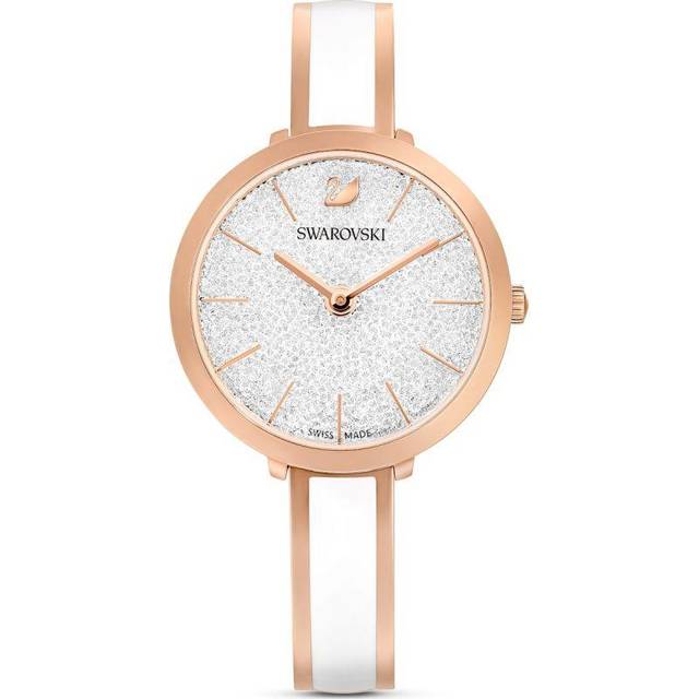 Crystalline Delight watch, Swiss Made, Metal bracelet, White, Rose gold-tone finish - OS