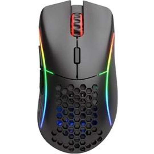 Glorious Gaming Model D Wireless – gamingmus, superlätt, 69 g, laggfri 2,4 GHz-anslutning, upp till 71 timmars batteri, RGB, BAMF-sensor, ergonomisk, 6 knappar – Matt vit