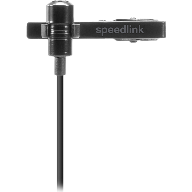 Speedlink SPES Clip-On mikrofon – klämmikrofon med fäste, brusreducering, för anslutning, svart