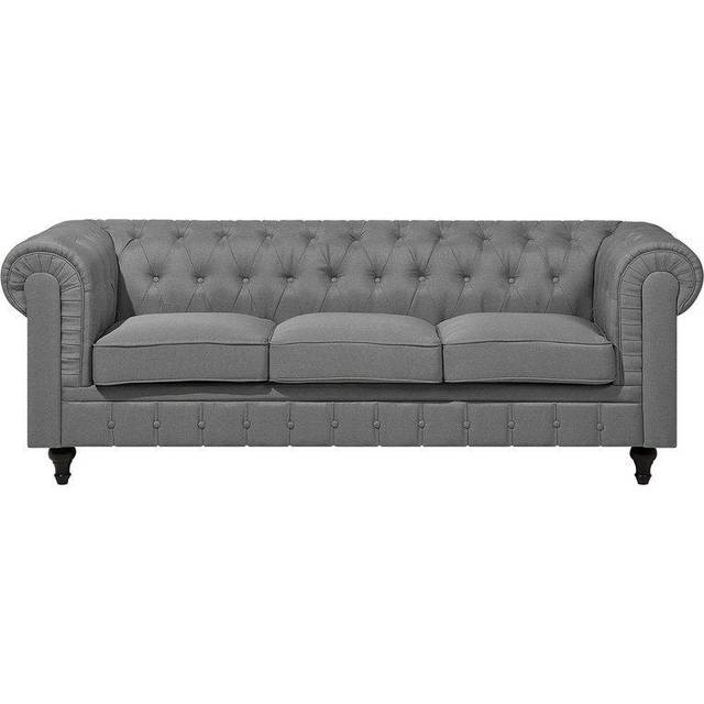 3 Seater Fabric Sofa Grey CHESTERFIELD Big